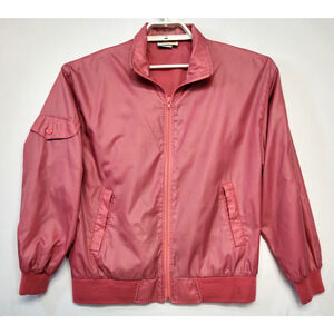 Vintage IZOD Club Jacket Womens Small Pink Nylon Bomber Zip 80s Casual Throwback